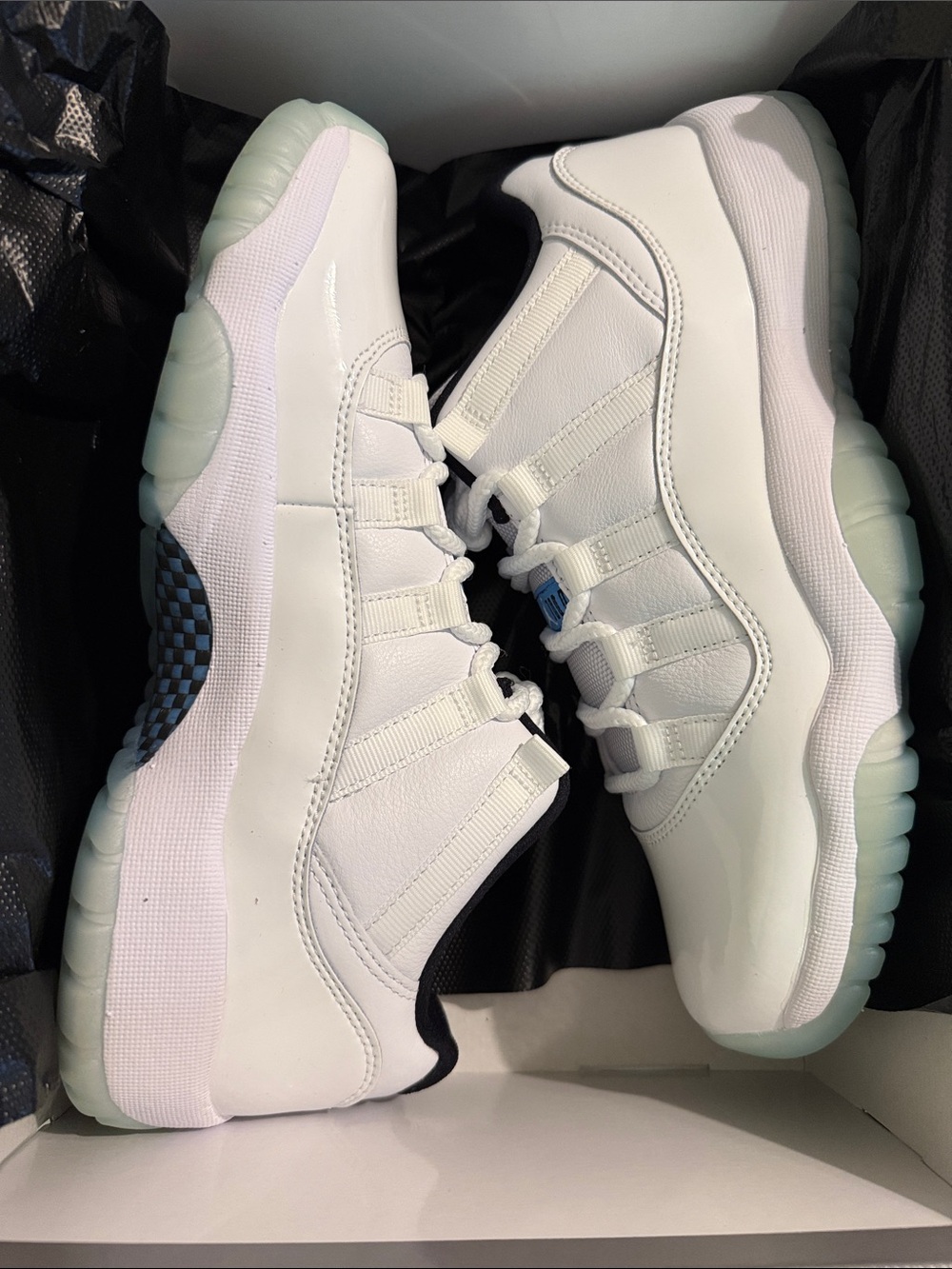 Nike White Low-Top Sneakers with Icy Blue Outsoles